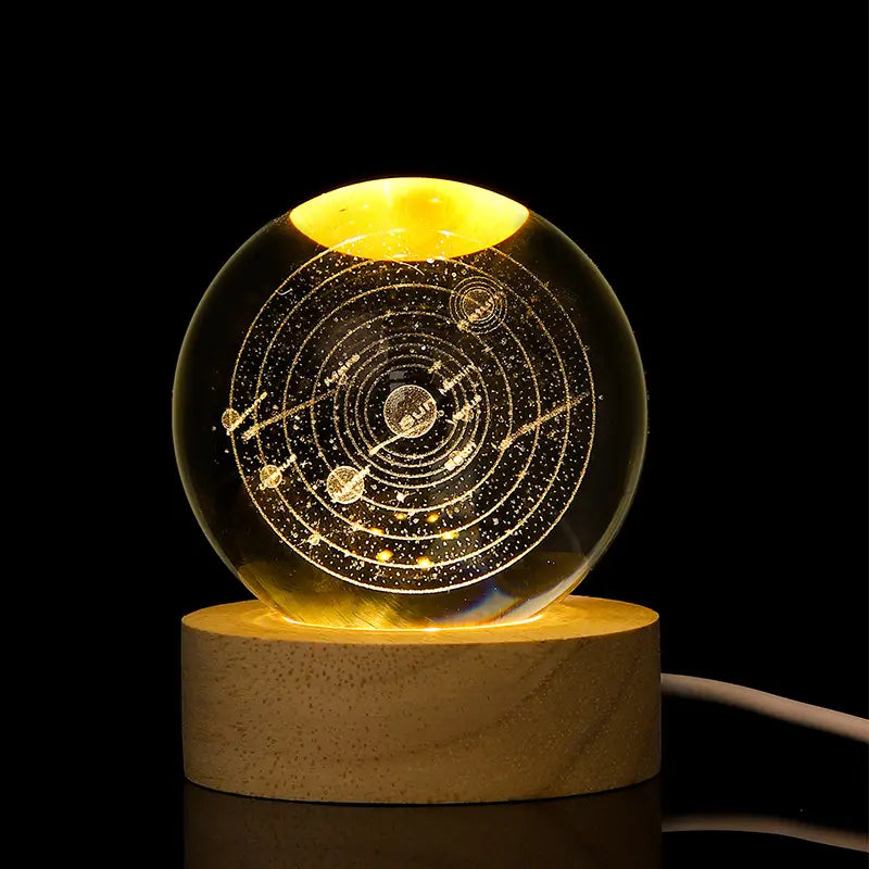 3D Laser Engraved Crystal Ball Featuring Saturn Moon Galaxy Design with USB-Powered LED Lighting - Ideal for Christmas, Valentine's Day, Anniversaries, and Home Decor