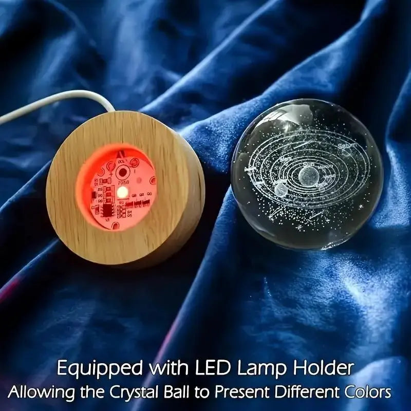3D Laser Engraved Crystal Ball Featuring Saturn Moon Galaxy Design with USB-Powered LED Lighting - Ideal for Christmas, Valentine's Day, Anniversaries, and Home Decor