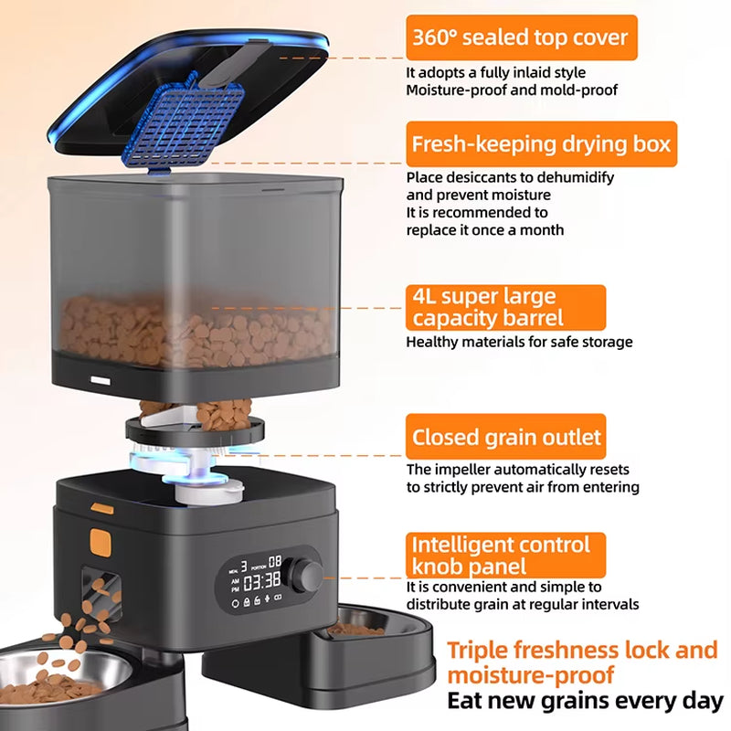 OEM Tuya Smart Wifi Automatic Pet Feeder 4L Cat Dog Dry Food Dispenser App Control Automatic Pet Feeder Dispenser Wifi