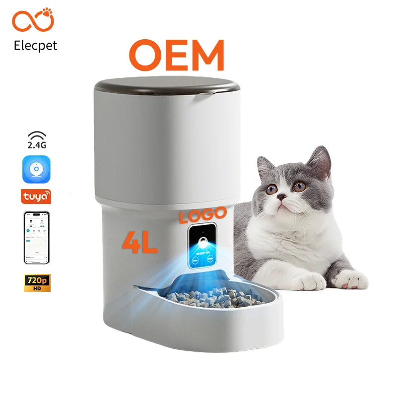 Revolutionize Your Pet's Feeding Routine with the Elecpet 4L Smart Automatic Pet Feeder - WiFi Enabled & Eco-Friendly!