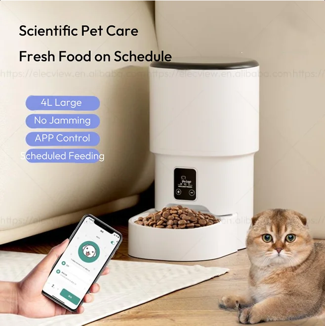 Revolutionize Your Pet's Feeding Routine with the Elecpet 4L Smart Automatic Pet Feeder - WiFi Enabled & Eco-Friendly!