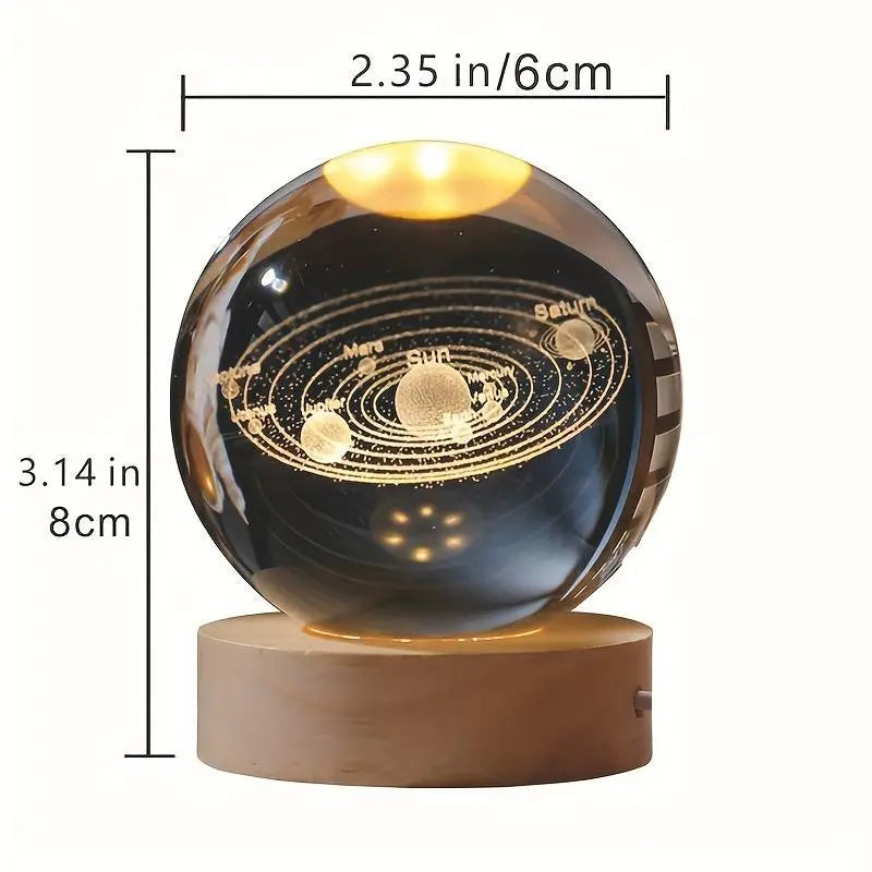 3D Laser Engraved Crystal Ball Featuring Saturn Moon Galaxy Design with USB-Powered LED Lighting - Ideal for Christmas, Valentine's Day, Anniversaries, and Home Decor